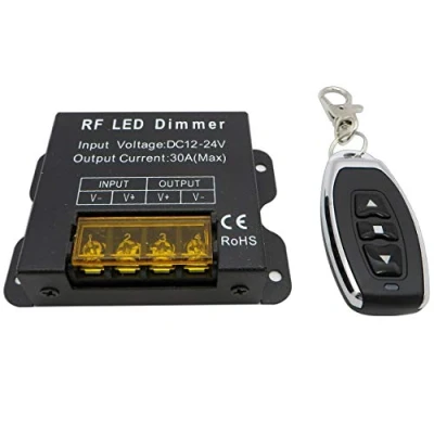 Afbeelding van PB Versand LED draadloze dimmer/schakelaar 12V DC gelijkspanning met afstandsbediening voor alle dimbare lampen stekker en stopcontact (draadloze dimmer zwart 30A)