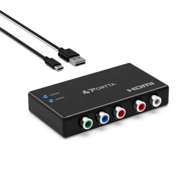 Afbeelding van PORTTA Component naar HDMI converter, 5 RCA YPbPr Video RGB compatibel met PS2, PS3, Wii, DVD, Xbox 360, HDTV, monitor, projector