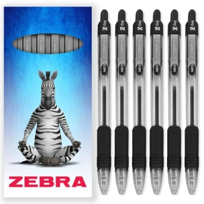 Afbeelding van Zebra Pen Z Grip Intrekbare balpennen 1,0 mm penpunt 6 stuks in kartonnen geschenkdoos school, schrijven, werk, kantoor (zwart)