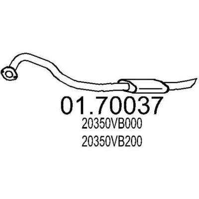 Afbeelding van MTS 01.70037 Uitlaatpijp 1295mm Achter voor einddemper NISSAN: Patrol GR V SUV (Y61) 3.0 DTi 2000