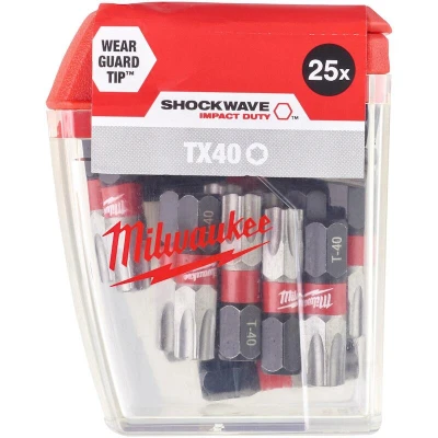 Afbeelding van Milwaukee T 40x25mm Torx Impactschroefbit Shockwave 1/4&quot; (25 stuks)