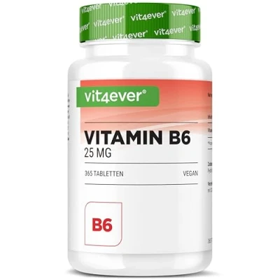 Afbeelding van vitamine B6 als P 5 365 tabletten Hooggedoseerd met 25 mg (pyridoxaal fosfaat) Premium: Bioactieve Zonder ongewenste toevoegingen Veganistisch