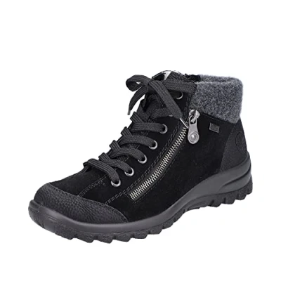 Afbeelding van Rieker Veterboots, Dames, Maat: 42, Black Leer/ synthetisch
