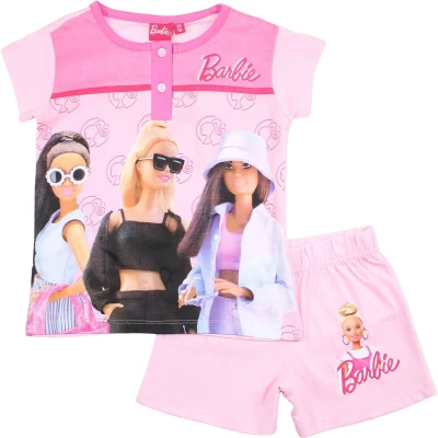 Afbeelding van Barbie shortama/pyjama katoen roze maat 110