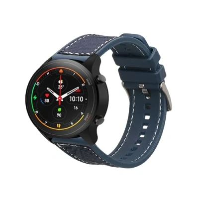 Afbeelding van kwmobile smartwatch bandje geschikt voor Xiaomi Mi Watch Color Sport / S1 Active polsband Armband fitnesstracker Siliconen en nylon horlogeband in donkerblauw