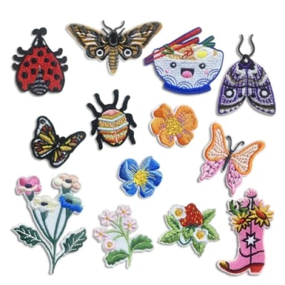 Afbeelding van Opstrijkbare Patches Set voor Kleding Geborduurd Borduurwerk Applique Fruit Bloem Insect Vlinder Naaien Reparatie DIY Opstrijkbaar