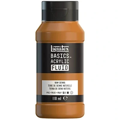 Afbeelding van Liquitex 8870407 Basics Fluid acrylverf met vloeiende consistentie, sneldrogend, lichtecht, waterbestendig, op waterbasis, 118 ml fles Siena Natur