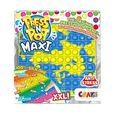 Afbeelding van Press N Pop PressNPop 37478, vierkant, CRAZE Maxi, sensorisch anti stress speelgoed voor kinderen en volwassenen, bubbleset, vierkante vorm, kleurrijke motieven, 37478