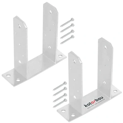 Afbeelding van KOTARBAU® 2 stuks paaldragers 100 mm TT thermisch verzinkt staal paaldrager om vast te schroeven, betonanker voor palen, houten paalanker, hekpalen, metalen vloerpoot vierkante