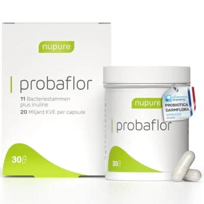 Afbeelding van Nupure® Probaflor 30 capsules, met 20 miljard CFU per dagelijkse dosis, 11 speciale bacteriestammen, inuline en Lactobacillus salivarius SP2, maagsapresistente capsulewand