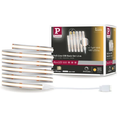 Afbeelding van Paulmann 71045 MaxLED 500 LED Strip Full Line COB complete set 1,5m 10W 750lm 480LEDs/m 2700K 25VA dimbaar zilver kunststof