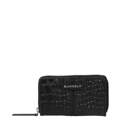 Afbeelding van BURKELY leren portemonnee Cool Colbie met crocoprint zwart