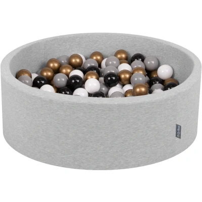 Afbeelding van KiddyMoon Schuim Ballenbak Voor Kinderen Met Ballen Ø 7 Cm Gemaakt In EU, Lichtgrijs:Wit Grijs Zwart Goud,90X30cm/300