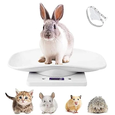 Afbeelding van Digitale weegschaal voor huisdieren, elektronische lcd kleine dieren, met meetlint, multifunctionele keuken, badkamer, gewichtsweegschaal nauwkeurig meten (max. 10 kg)