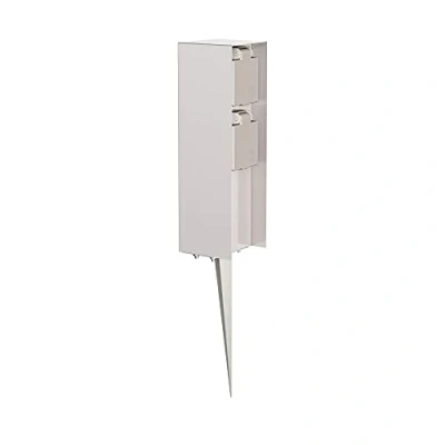 Afbeelding van ledscom.de Tuincontactdooszuil POMI met grondspies voor buiten, IP44, 2 voudig, roestvrij staal, hoekig, 23cm
