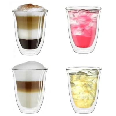 Afbeelding van Creano dubbelwandige glazen &quot;DG V&quot;, set van 4, grote thermoglas, dubbelwandig, borosilicaatglas, koffieglazen, theeglazen, latteglazen,