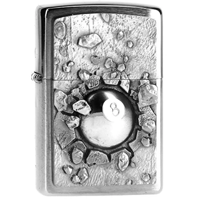 Afbeelding van Zippo 200 PL biljartdesign Black 8 Ball Aansteker, messing, roestvrij staal, 1 x 3,5 5,5 cm