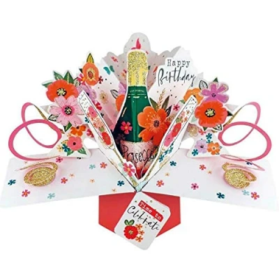 Afbeelding van 3D Pop up wenskaart met envelop Happy Birthday Time to Celebrate