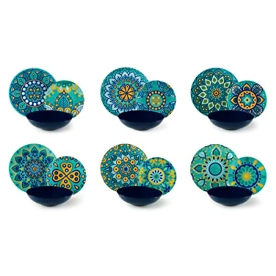 Afbeelding van Excelsa Mandala Mediterraneo tafelservies, 18 delig, porselein, meerkleurig