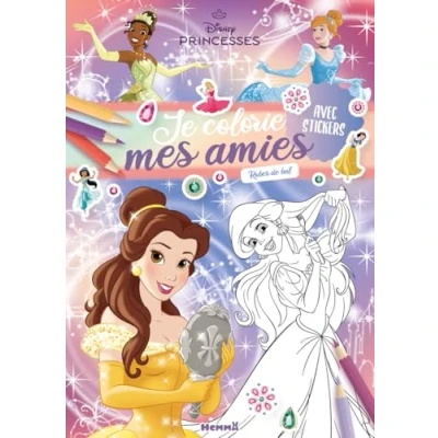 Afbeelding van Je colorie mes amies robes de bal livre coloriage 4 ans Disney princesses stickers autocollants princesse: Avec