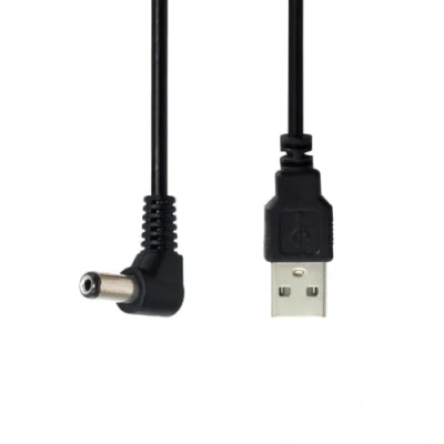 Afbeelding van CY USB 2.0 type A stekker 90 graden naar rechts gebogen 5,5 x 2,1 mm DC 5 V stekkerbusconnector, laadkabel 80 cm