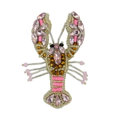 Afbeelding van Handgemaakte kreeft kralen patches naaien op strass steentjes applicatie decoratie ambacht 2 stuks (roze)