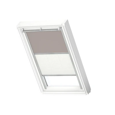Afbeelding van VELUX Origineel Verduisterend Rolgordijn Plus Plissé (DFD), Zilveren Kozijn, MK04, Light Taupe