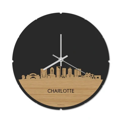 Afbeelding van Skyline Klok Rond Charlotte Bamboe