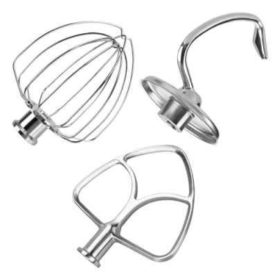 Afbeelding van Roestvrijstalen 3 Delige Accessoireset voor KitchenAid 4,5 5 Quart Tilt Head Stand Mixers Artisan &amp; Classic Series van MMOBIEL K45 6 Draads Garde, Platte Mixer en Deeghaak Vaatwasmachinebestendig