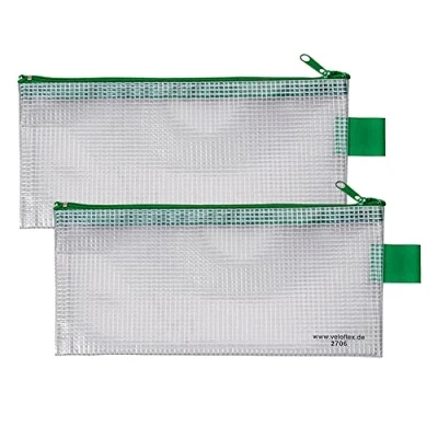 Afbeelding van VELOFLEX A270600 Ritszak DIN A6, 2 stuks, 200 x 100 mm, documentenzak van weefselversterkt PVC