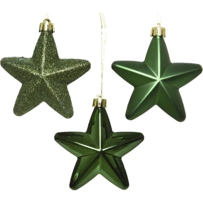 Afbeelding van Kerst ornamenten Sterren 6 stuks (Groen)