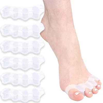 Afbeelding van Teenspreider siliconen voor alle tenen, 6 x, tenenspreider, hallux valgus, correctie, gel teenslippers bunion correctie hamertenen (Wit)