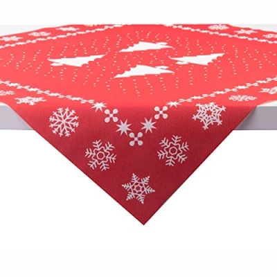 Afbeelding van Bloedie Home tafelkleed White Tree in rood Linclass® Airlaid Kerstmis dennenboom 80x80 cm