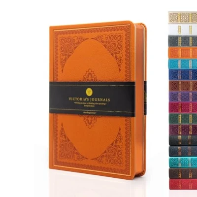 Afbeelding van VICTORIA&#039;S JOURNALS Mini Notebook Pocket Vintage Embossing Journal Hard Cover Gevoerd Oud ogende Reisdagboek Vergulde Rand Lint Bladwijzer, 6,5 &quot;x 4,7&quot;