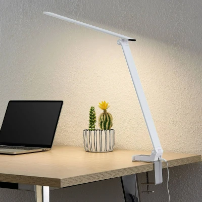 Afbeelding van PRIOS LED bureaulamp met touchdimmer 1licht ABS, polycarbonaat, aluminium H: 40 cm wit Inclusief lichtbron