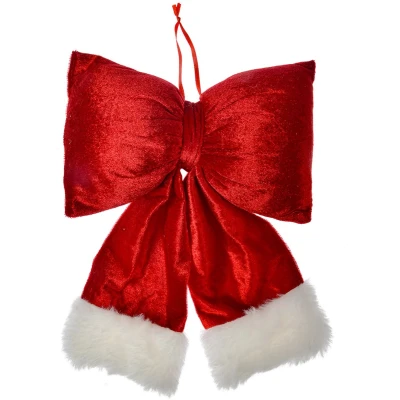 Afbeelding van Clayre &amp; Eef Kersthanger Strik 22x26 cm Rood Synthetisch