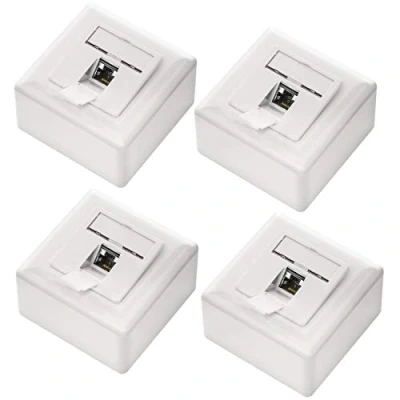 Afbeelding van deleyCON 4x CAT6a Universele Netwerkdoos 1x RJ45 Poort Afgeschermd Opbouw of Inbouw 10 Gigabit Ethernet Netwerk EIA/TIA 568A&amp;B Wit