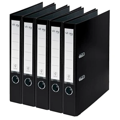 Afbeelding van VON Leitz 10561095 A4 ordner, doos met kunststof omslag, voor 350 vellen, 50 mm rugbreedte, FSC gecertificeerd karton, school, studie en thuis, zwart