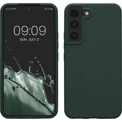 Afbeelding van kwmobile telefoonhoesje geschikt voor Samsung Galaxy S22 Hoesje met siliconen coating Smartphone case in mosgroen