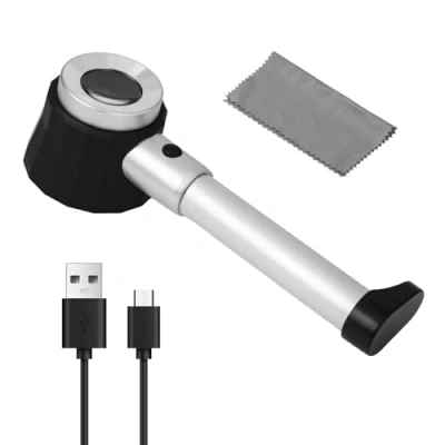 Afbeelding van Handheld 10X 30X Vergrootglas Loep liniaal met LED Licht Schaal Sieraden