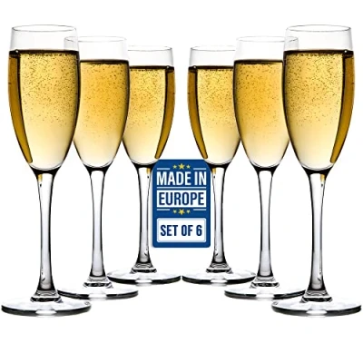 Afbeelding van CRYSTALIA Premium Champagnefluiten, Champagneglazen 6 Stuks 200ml 100% LOODVRIJ vaatwasmachinebestendig Schuimwijnglazen, Champagne Glazen, Flute Glasses, Ideaal voor thuis feest, Restaurant, bruiloft