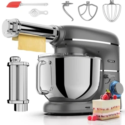 Afbeelding van Fentic Keukenmachine 2000W Keukenrobot Incl. Pastaroller en extra accessoires 6,2L Mengkom Foodprocessor Pastamachine Antraciet