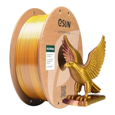 Afbeelding van eSUN Silk Dual Color PLA Filament 1,75mm, Co Extrusie Magic 3D printing filament, kleurverloop wisselend 1KG spoel (2,2 LBS) voor printers (Silk Paars Goud, 1KG)
