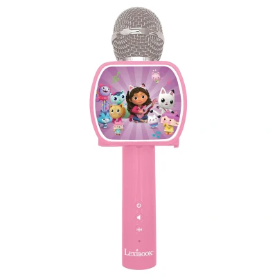 Afbeelding van Lexibook, Gabby&#039;s Dollhouse, Microphone Bluetooth® avec fonction Changement de voix, Enceinte intégrée, Support téléphone inclus, Rose, MIC240GDH