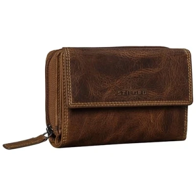 Afbeelding van STILORD &#039;Thea&#039; Dames portemonnee Leder RFID Grote Vintage Wallet voor Vrouwen Leren met in geschenkdoos Echt leer, Kleur:luino bruin