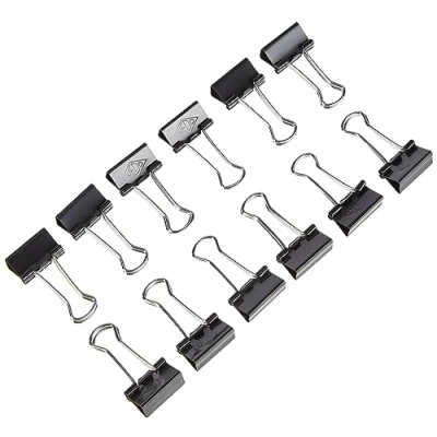 Afbeelding van Wedo 6421419 Foldback klemmen, gelakt metaal, afneembare beugel, sterke veer, 19 mm, 12 stuks, zwart/zilver
