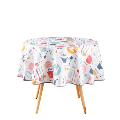 Afbeelding van douceur d&#039;intérieur, Rond tafelkleed (diameter 180 cm) keuken multico, bedrukt polyester