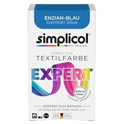 Afbeelding van simplicol Textielverf expert gentiaanblauw 1709 voor het kleuren en opfrissen van kleding, wasmachinebestendig, katoen, wol, zijde, linnen, viscose gemengde stof
