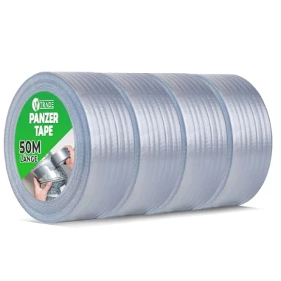 Afbeelding van V1 Trade duct tape universeel zilver 48 mm x 50 m extra sterke voor gebruik (4 Rolle 1600 Gramm)