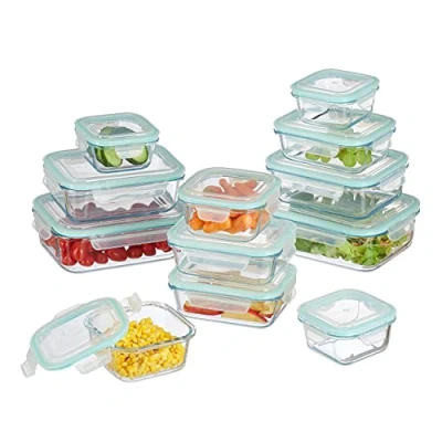 Afbeelding van Relaxdays vershoudbakjes set 12 stuks vershouddozen bewaardoos bpa vrij glas